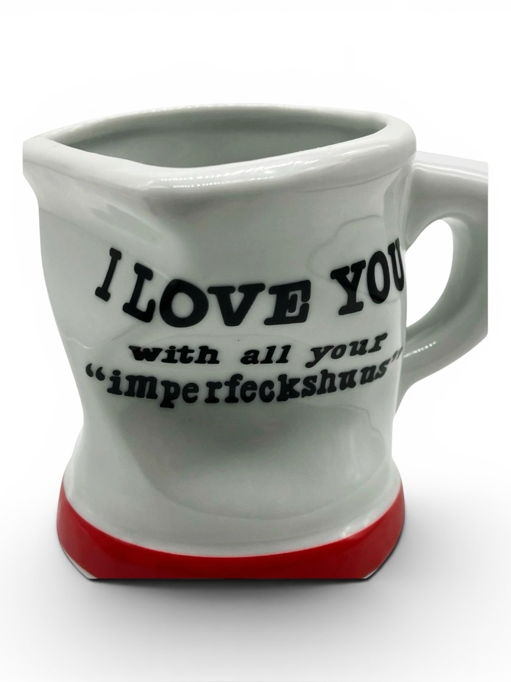 Vintag Houston Foods Coffee Mug 1993 I LOVE YOU WITH ALL YOUR IMPERFECKSHUNS